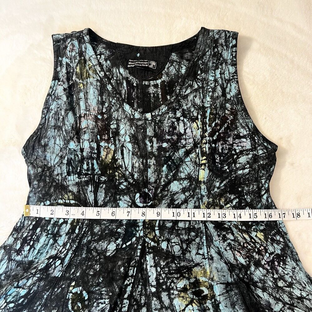 Spirit Of Courage Nnamdi Ibenagu Dress African Batik Tie Dye Sz S Black Teal - Picture 9 of 10